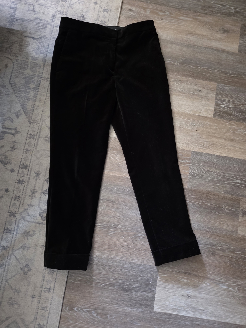 Ann Taylor Black Velvet Cuffed Pants